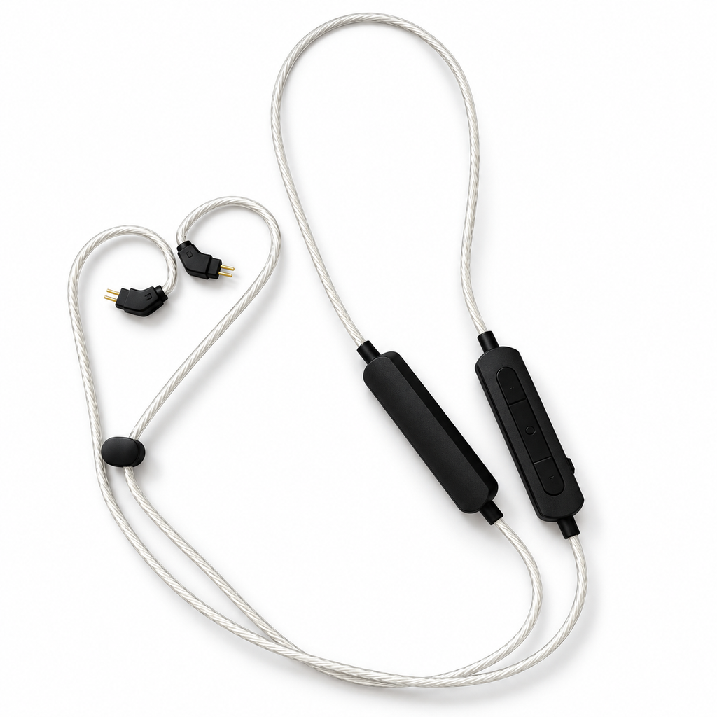 Bluetooth IEM upgrade cable in silver white