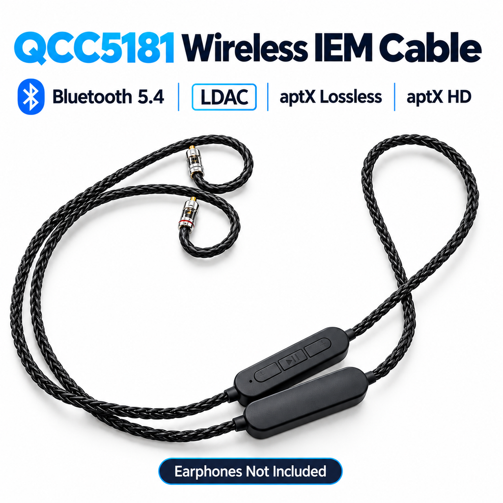 QCC5181 Bluetooth-Compatible 5.4 Wireless Module with LDAC, aptX Voice, cVc 10.0 HD Mic, MMCX 2-Pin 0.78 Earphone Detachable IEM Cable