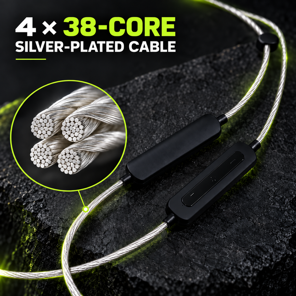 4 by 38-core silver-plated cable construction
