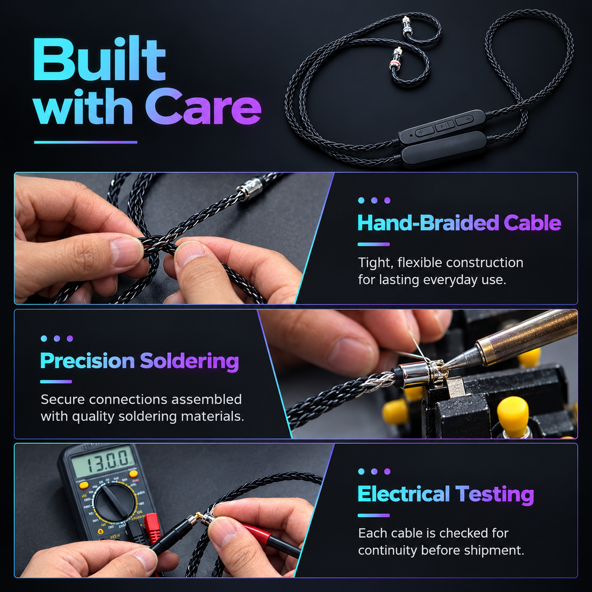 QCC5181 Bluetooth-Compatible 5.4 Wireless Module with LDAC, aptX Voice, cVc 10.0 HD Mic, MMCX 2-Pin 0.78 Earphone Detachable IEM Cable