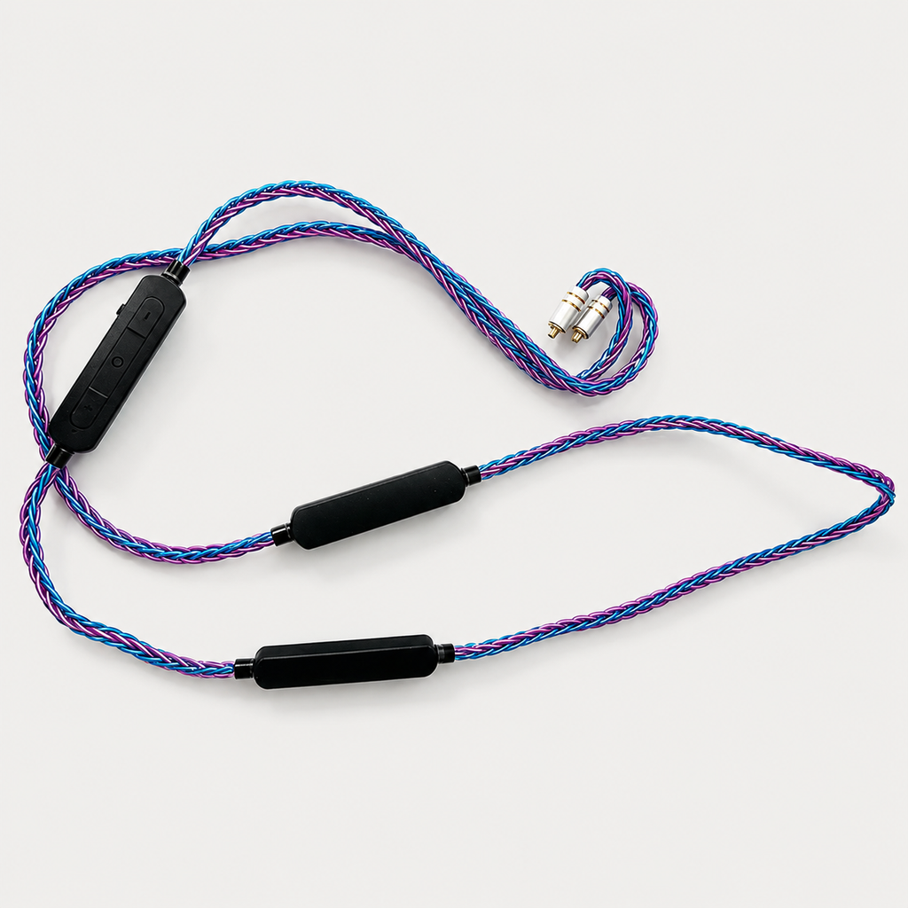 Full view of dual-battery Bluetooth IEM upgrade cable