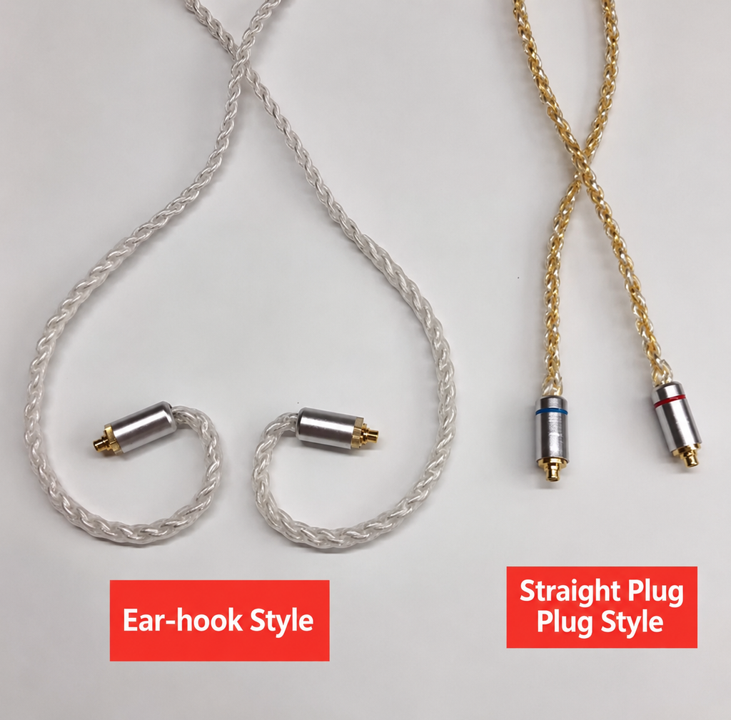 Ear-hook and straight plug connector styles