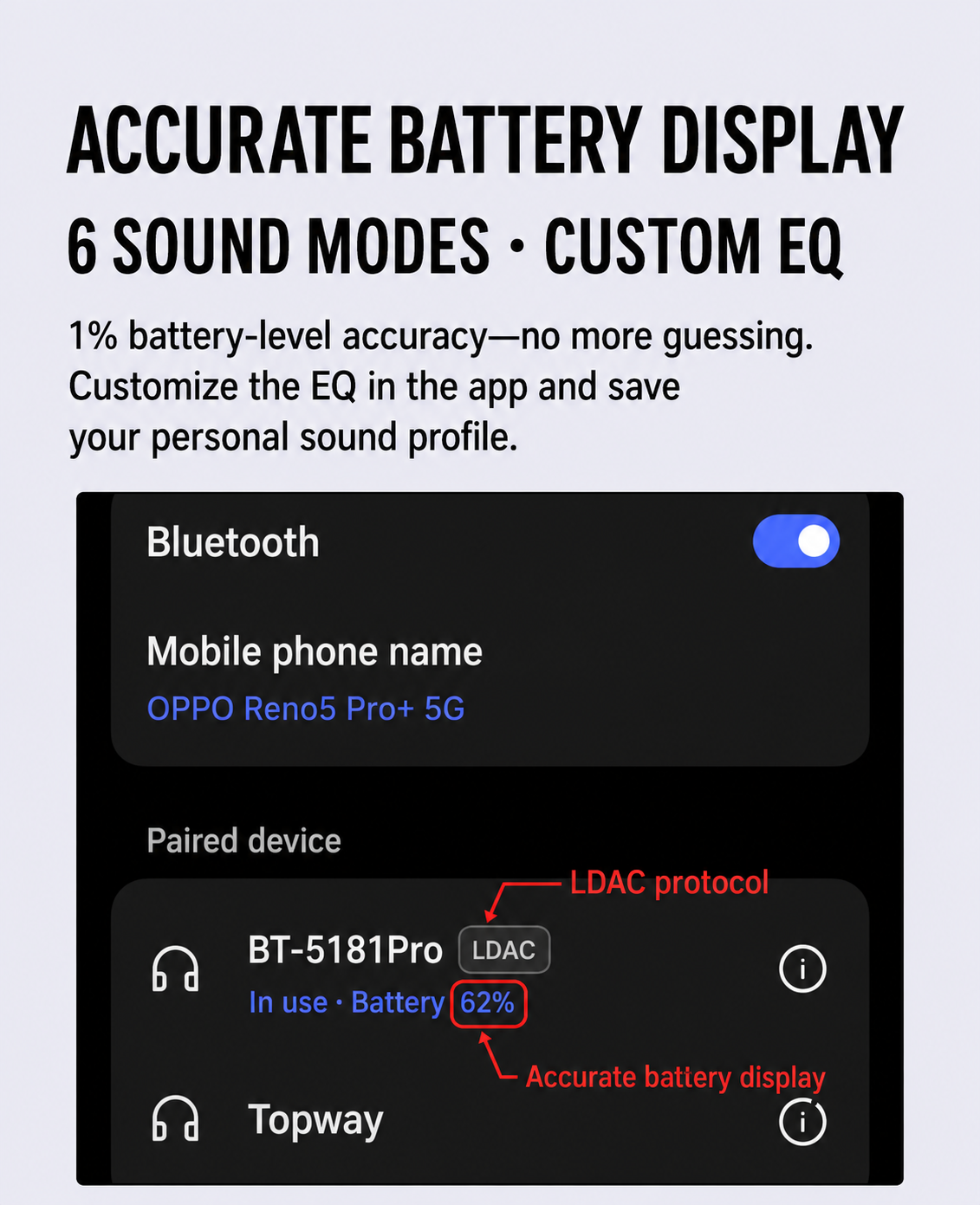 QCC5181 accurate battery display and LDAC