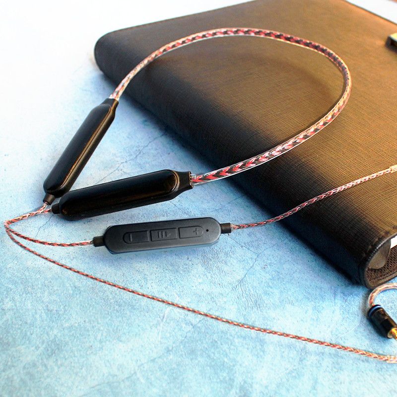 Red and silver QCC5181 dual-battery Bluetooth IEM cable