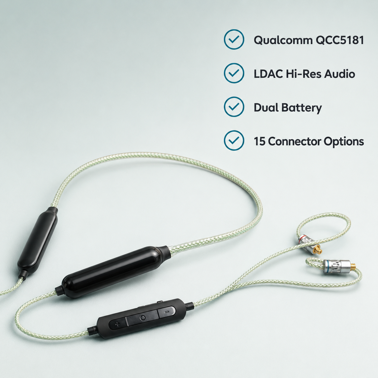 QCC5181 Bluetooth 5.4 LDAC dual-battery IEM upgrade cable