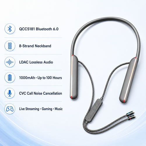 QCC5181 Bluetooth 6.0 neckband cable features