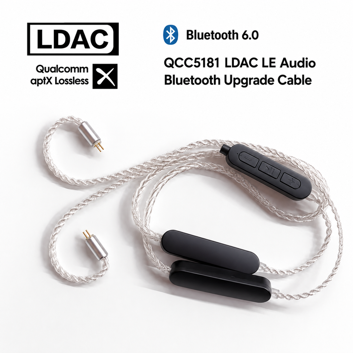 QCC5181 Bluetooth 6.0 LDAC silver IEM upgrade cable