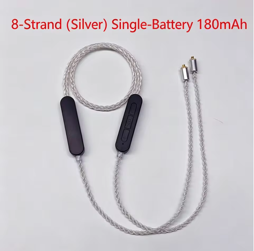Single-battery 180mAh silver IEM Bluetooth cable