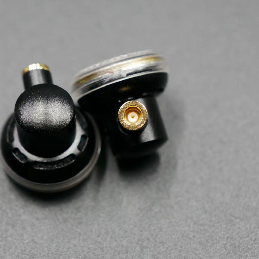 Close up of MMCX detachable earbud connector